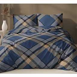 Obrázek pro produkt Zateplená kombinovaná deka v polštáři Modrozlaté káro 150X200 50X60