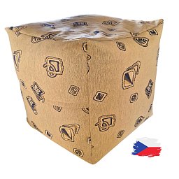 Obrázek pro produkt Kostka krémová s modrým vzorem 50X50X50 cm